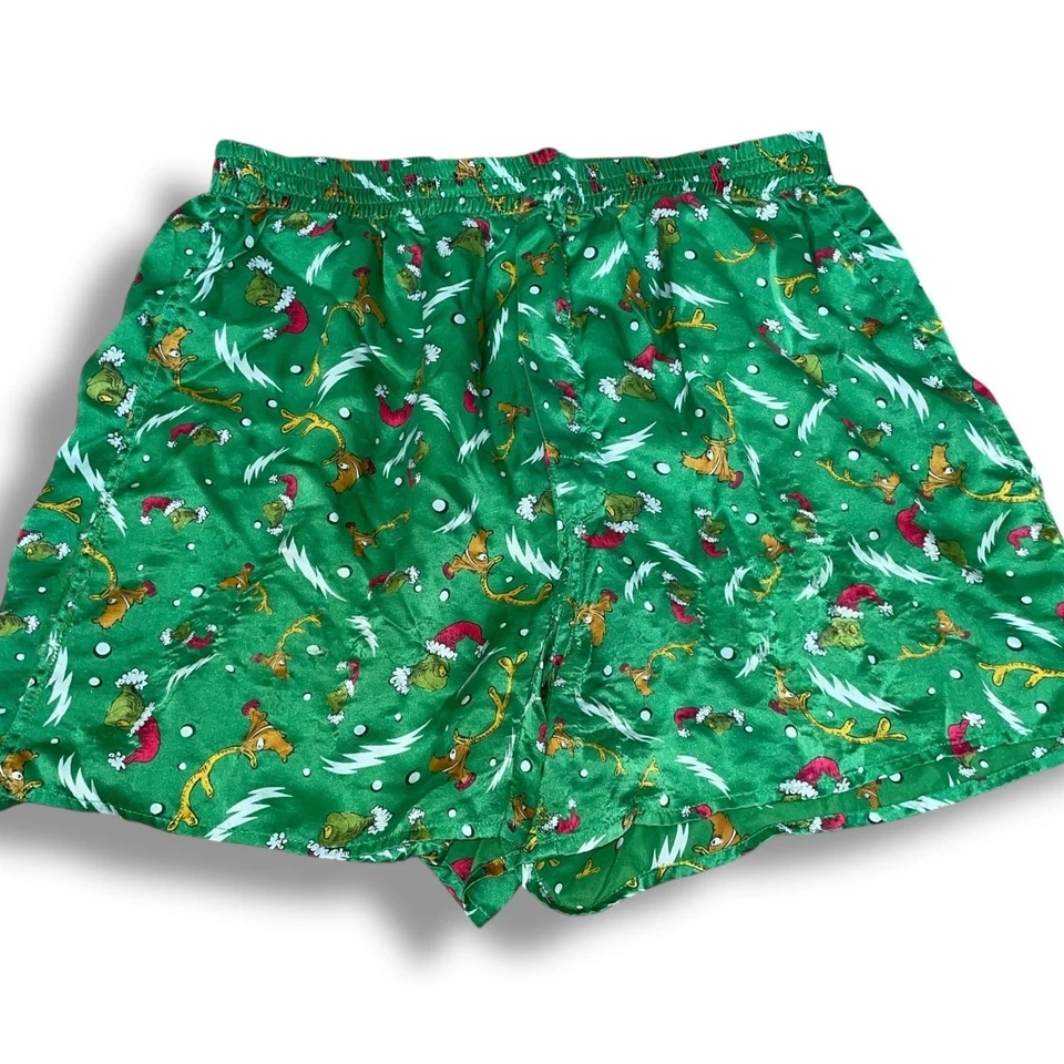 Calzoncillos boxer medianos vintage Dr Seuss Grinch para hombre 100 % seda estola Navidad 1994 Foto 2 de 4