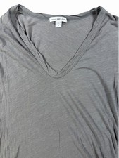 James Perse Womens Size 0 XS Gray V Neck Long Sleeve T Shirt Made in USA