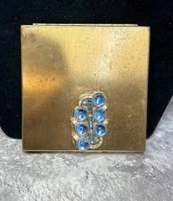 Shields Vintage Rhinestone Compact copper color with some makeup no mirror