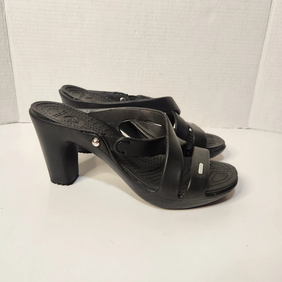 Crocs Womens Cyprus IV Heel Sandals Black Slip-on Open Toe Size 9 - Image 2 of 4