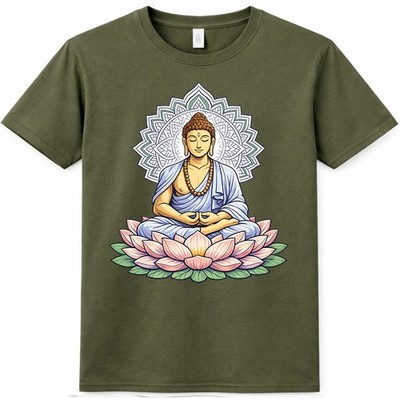 Meditierender Buddha Lotusblume Mandala Spirituelles Yoga Zen Grafik T-Shirt.