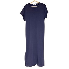 UNIQLO U Long Sleeve Cotton Dress S Navy Casual Maxi