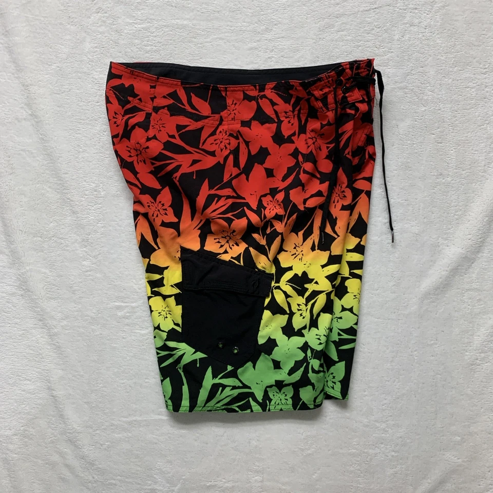 Pantalones Cortos de Tabla Hang Ten Para Hombres 34 Bolsillo de Carga Surf Tropical Hippie Con Cordones Foto 3 de 4