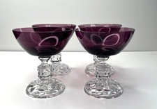 Set Of 4 Vtg Fostoria American Lady Burgandy/Amethyst Champagne Glasses 4" tall