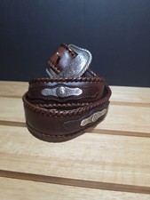 Nocona Western Leather Belt Sz 30 Brown Laced Edge Top Hand N2475802 Unisex