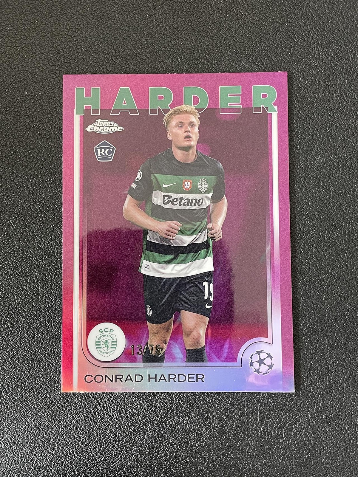 Conrad Harder 2024-25 Topps Chrome UEFA Magenta Refractor 13/75 RC #177