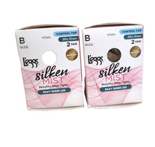 New 4 Pairs Women's Leggs Silken Mist Nude Control Top Pantyhose Tights B
