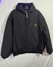 Vintage Made in USA Carhartt Hooded Jacket 3X L Black 1990s Lined Quilted