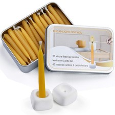 20 Minute Mini Candles Set,2.6 Inch Small Bees Wax Taper Meditation Candles 4...