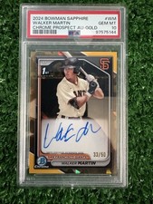 2024 BOWMAN SAPPHIRE CHROME PROSPECT AUTO GOLD #/50 WALKER MARTIN PSA 10