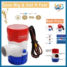 Boat Bilge Pump 12V 1100 GPH Non-Automatic Marine Electric Silent Pump