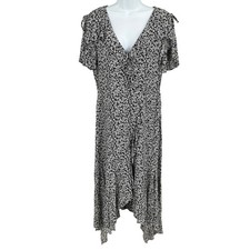 Altar'd State Maxi Dress Womens L Navy Floral Boho Flutter Sleeve Romantic Flowy