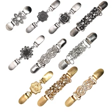 10X Vintage Sweater Clips Shirt Dress Shawl Brooch Waist Cincher Decor for Women