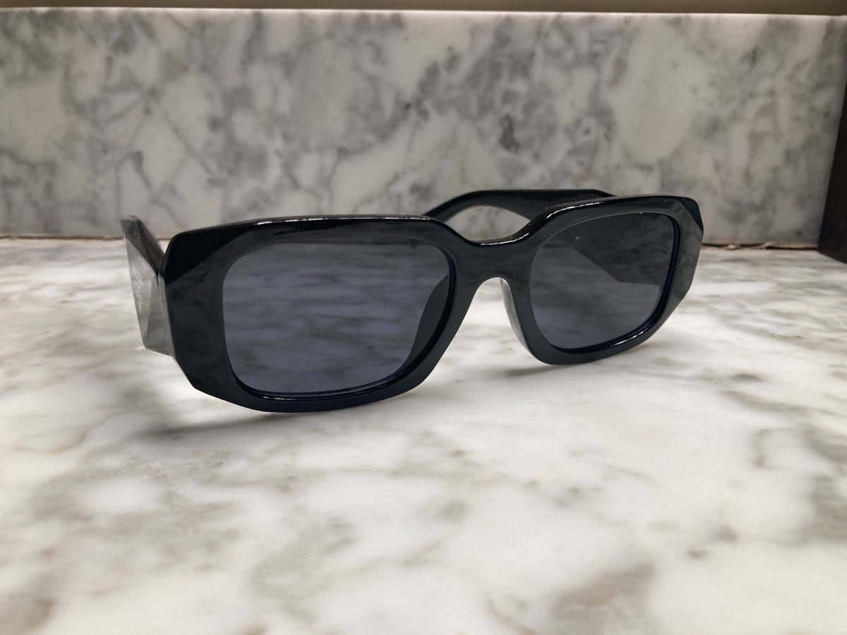Prada Symbole Sunglasses SPR 17WS Black Geometric Frames 