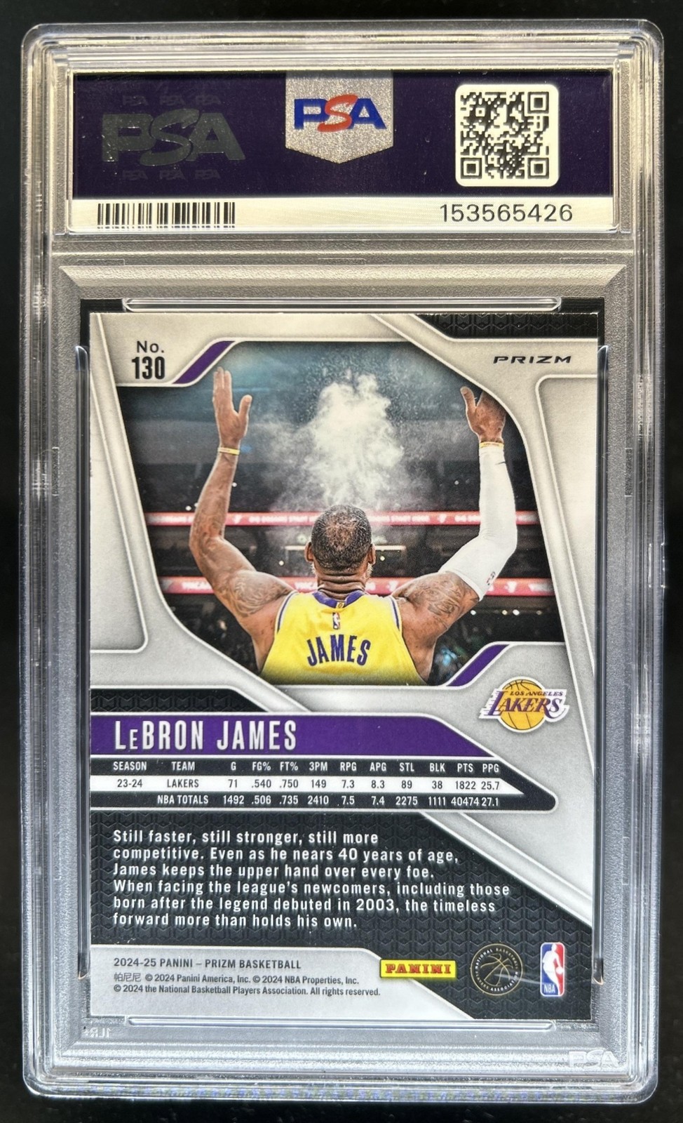 2024-25 Panini Prizm LeBron James Silver #130 Lakers PSA 9 view 2