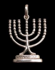 Large Sterling Silver Menorah Jewish Judaica Men's Unisex Pendant For Necklace 