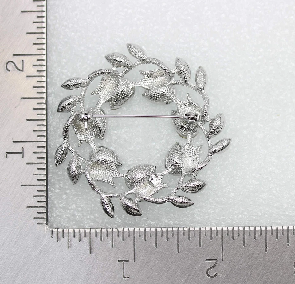 Gorgeous Rhinestone Crystal Floral Wreath Brooch Pin for Women Wedding Party - Image 4 of 4