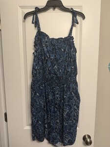 Torrid Women’s XL Blue Paisley Tie Strap Strappy Sleeveless Romper 1-Piece