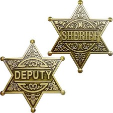 2 Packs Sheriff Badge Deputy Badge Set Metal Brooch Pin Old ...