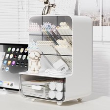 Pen Organizer for Desk, Desk Organizer with Drawer, Multi-Functional White