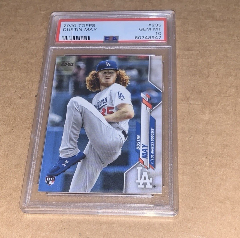 Topps 2020 Dustin May #235 Pitching PSA 10 Rookie Los Angeles Dodgers