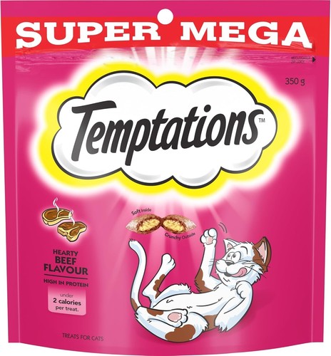 Temptations Cat Treats Hearty Beef Flavour 350g Bad | eBay Australia
