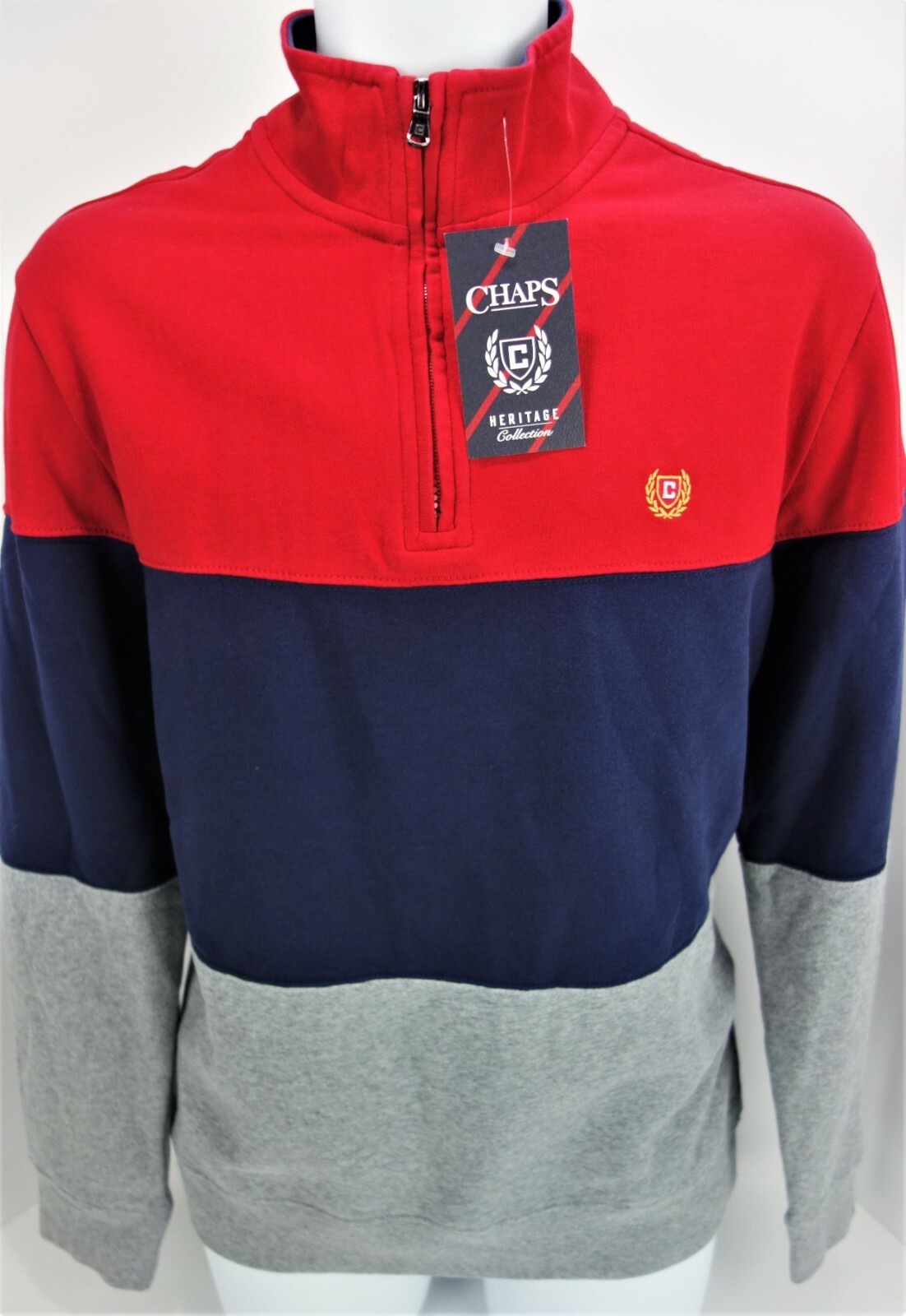 XL Chaps RL 1/4 Zip  Pullover Striped Sweatshirt Heritage Collection Embroidered image 5
