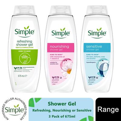 Simple Duschgel erfrischend, pflegend oder empfindlich 675 ml, 3er Pack