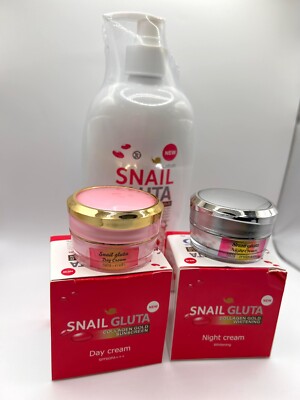 Snail Gluta Collagen Gold Lotion & Face Cream Combo   Day & Night Anti-Wrinkle