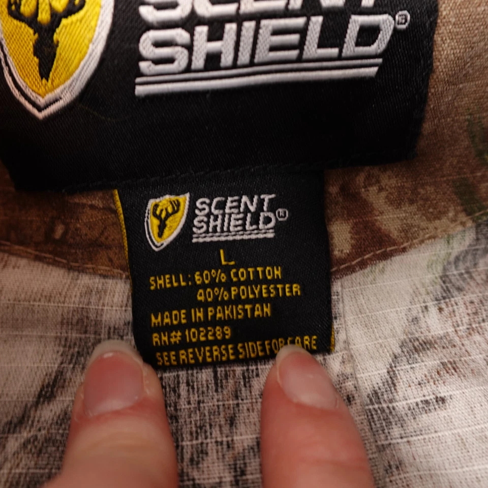 Scent ShieldShirt Mens Large Green Brown Camo Woodland System One Recon Hunting - Image 3 of 4