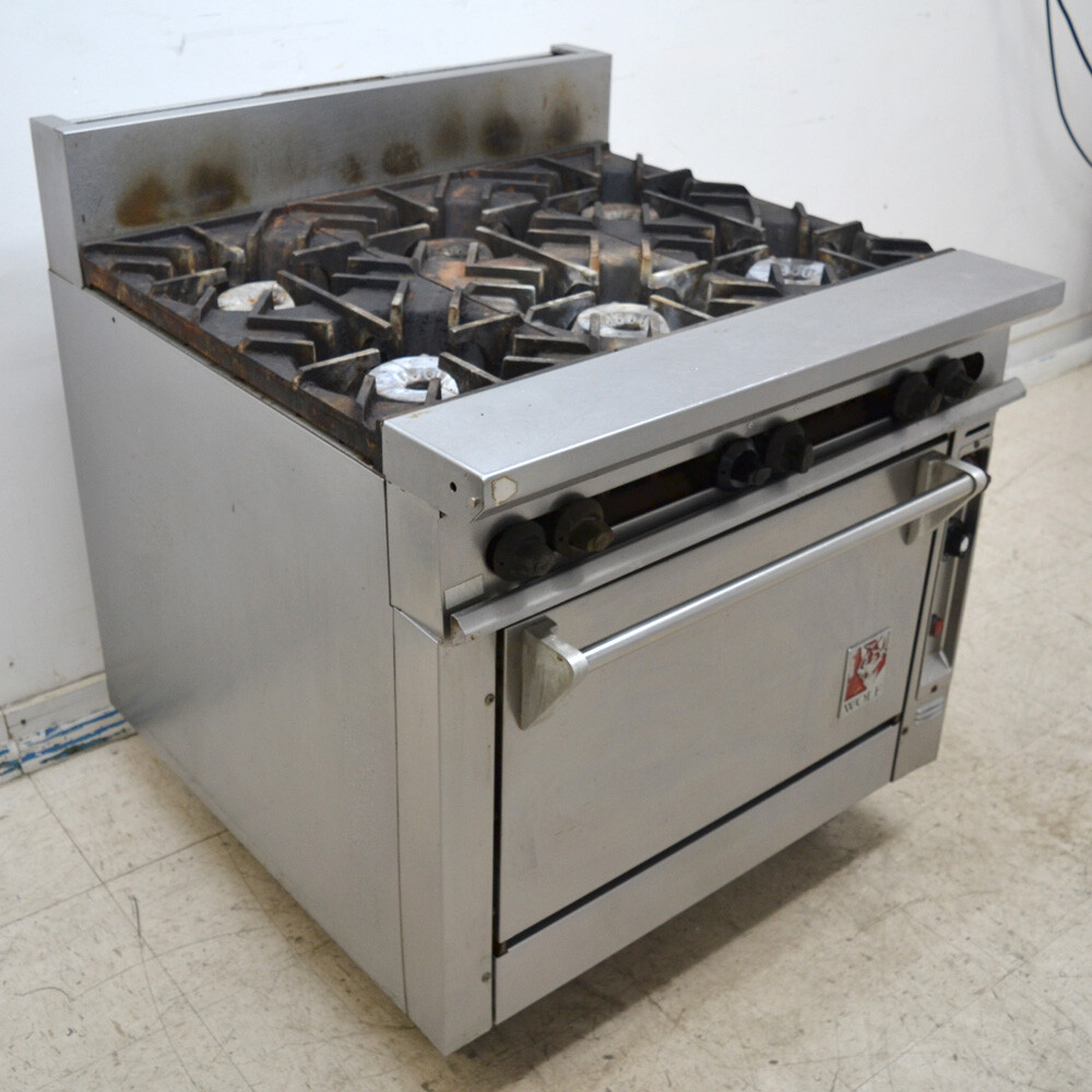 Wolf 36" 6Burner Stainless Steel Commercial Gas Range Oven w/ Casters