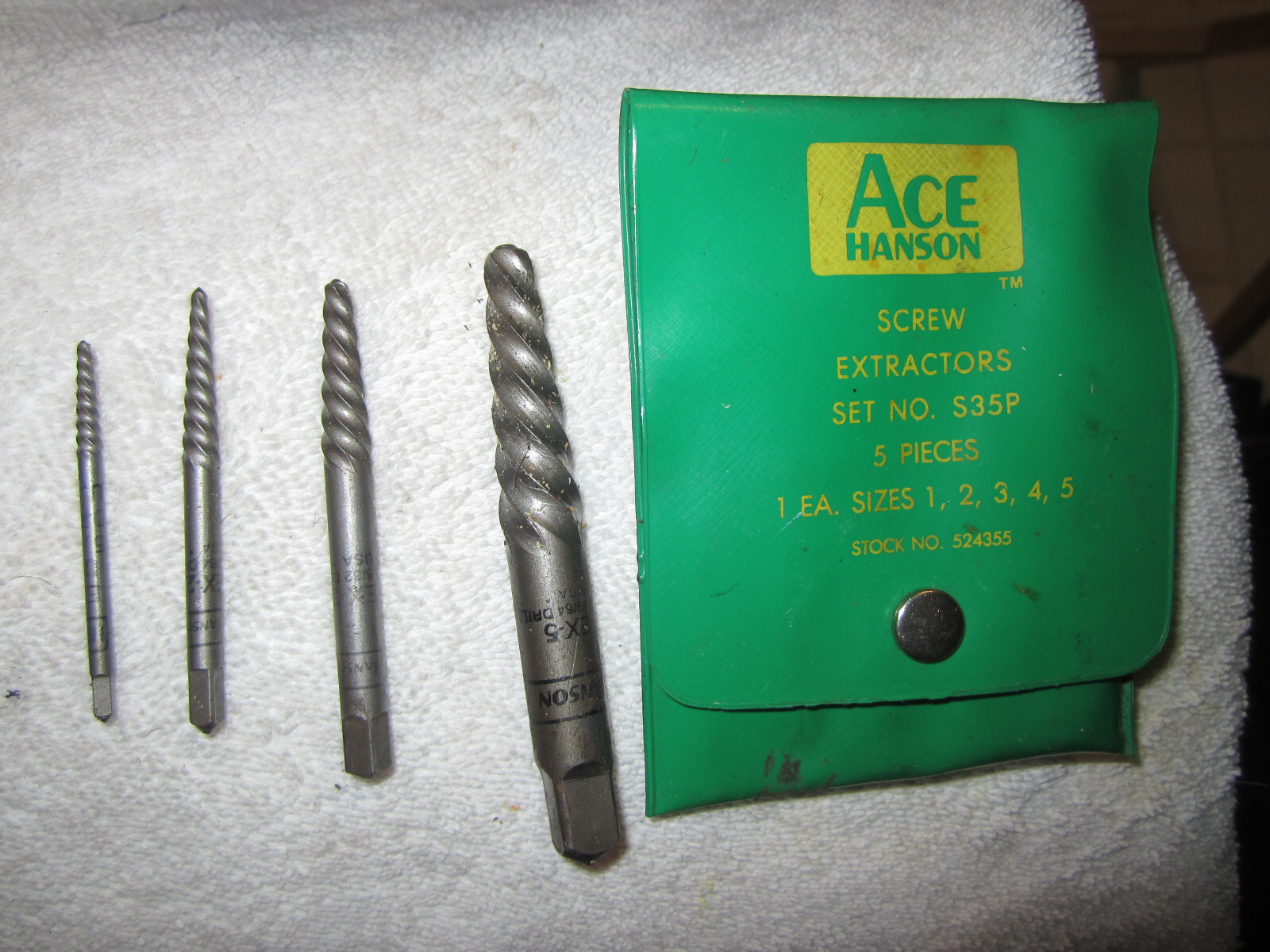4 piece Screw Extractor Set Hanson S35P 524355 In Case VTg tool set