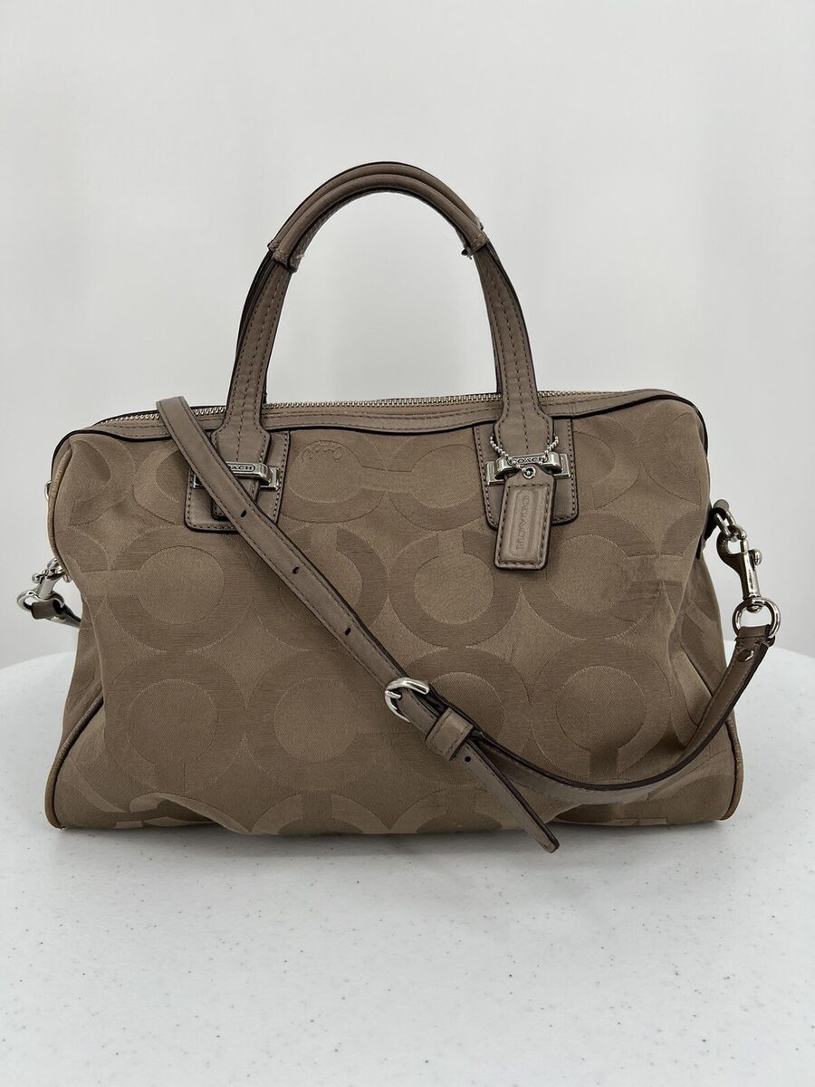 Coach Taylor OP Art Satchel Handbag Double Handle Tan Brown Coach Taylor OP Art Satchel Handbag Double Handle Tan Brown