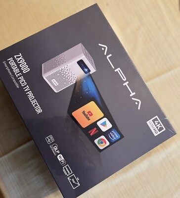 Alpha ZX9000 4k HD Portable Pico TV Projector - White