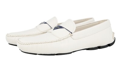 PRADA Saffiano Leather Driving Loafer Shoes 2DD131 Off White -  US 11 EU 44