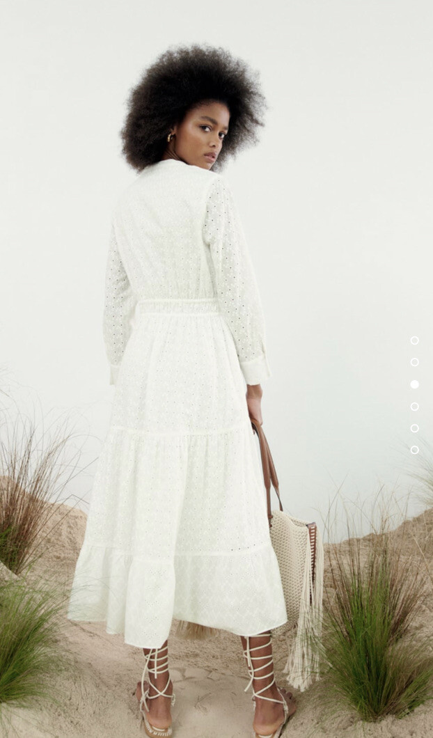 sachin and babi light blue dress ZARA NWT SS22 WOMAN MIDI RUFFLED COMBINED PERFORATED EMBROIDERY DRESS  3163/936