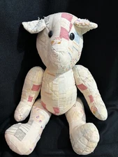 Antique Teddy Bear/Dog  From Grandmother’s Quilt Button Eyes NOT A TOY Patches