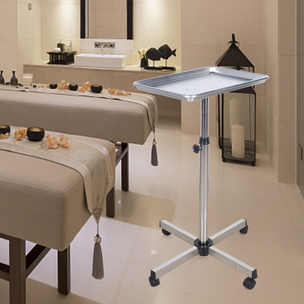 Höhenverstellbarer Friseurwagen Mit Ablage – Mobiler Salon-Trolley Aus Alu, 64-108 Cm, 6 Kg Tragkraft, Schwarz (45x33 Cm Tablett)