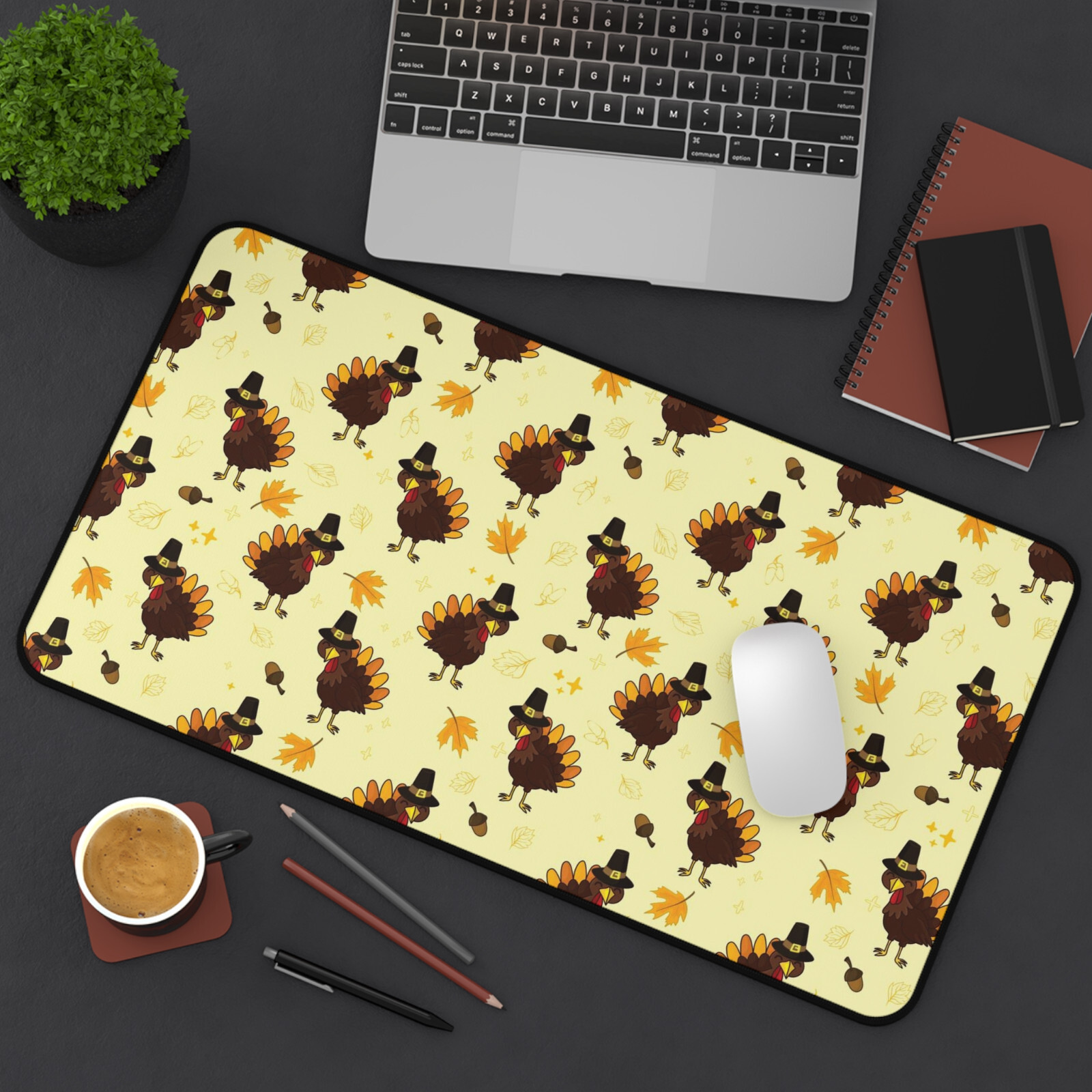 DESK MAT - Thanksgiving #10 - Office Decor Large Mouse Pad Turkey Dinner Gift-image