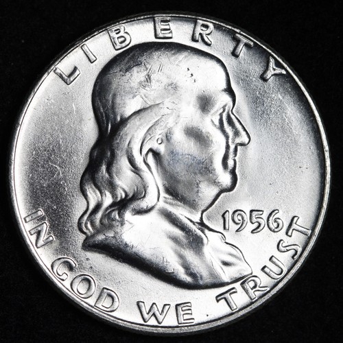 GEM BU UNCIRCULATED UNC MS 1956 SILVER FRANKLIN HALF DOLLAR BRILLIANT LUSTER