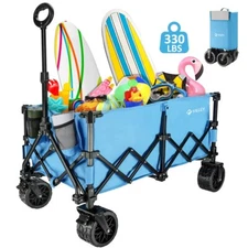 VILLEY Collapsible Foldable Wagon 220L Heavy Duty Extended Folding Utility Carts