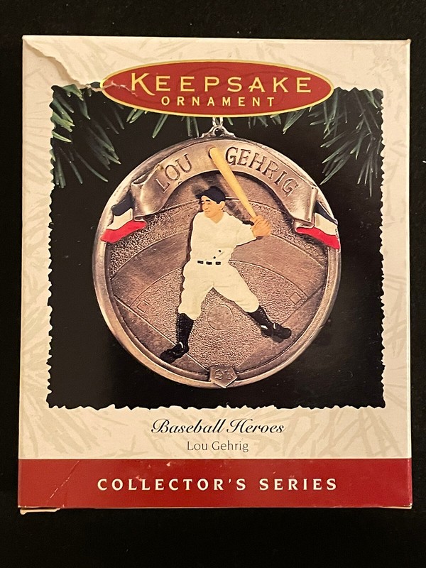 Hallmark Ornament Baseball Heroes Lot 1995 Lou Gehrig #2 & 1996 Satchel Paige #3
