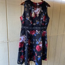 HOMEYEE Women's Size 12 2xl Floral A Line Floral Dress #A152 red floral dress
