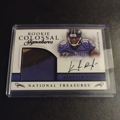 #18/25 Kenneth Dixon Rookie Patch Auto 2016 National Treasures Ravens La Tech