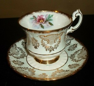 Paragon Fine Bone China Gold Design With Pink Orchid Tea Cup