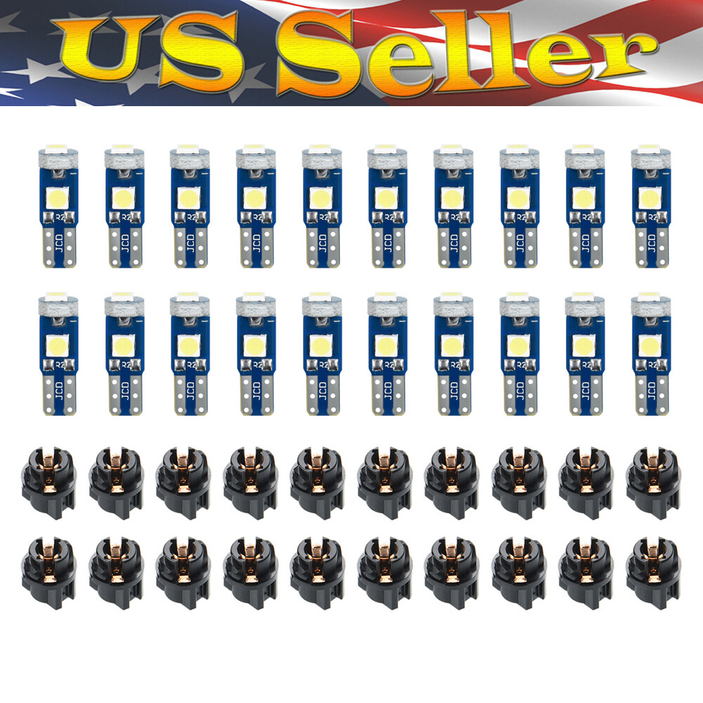 20x Instrument Panel Dash Gauge Light Bulbs T5 74 17 37 3SMD LED w/ Socket White