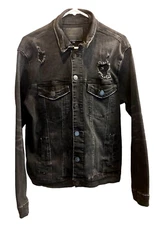 NWT Maison Article Black Denim Distressed jean Jacket Men S denim streetwear