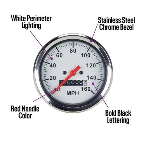 Speedway 5 Gauge Set, 3-3/8" Mechanical Speedometer, 2-1/16" Gauges - Picture 6 of 13