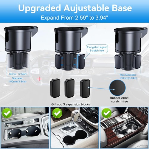 Car Cup Holder Expander with 360° Rotation Tray Mobile Phone Holder Adjust D4O7 - Picture 5 of 9