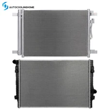 Cooling Radiator And A/C Condenser For 2015-2019 Volkswagen Golf SportWagen 1.8L